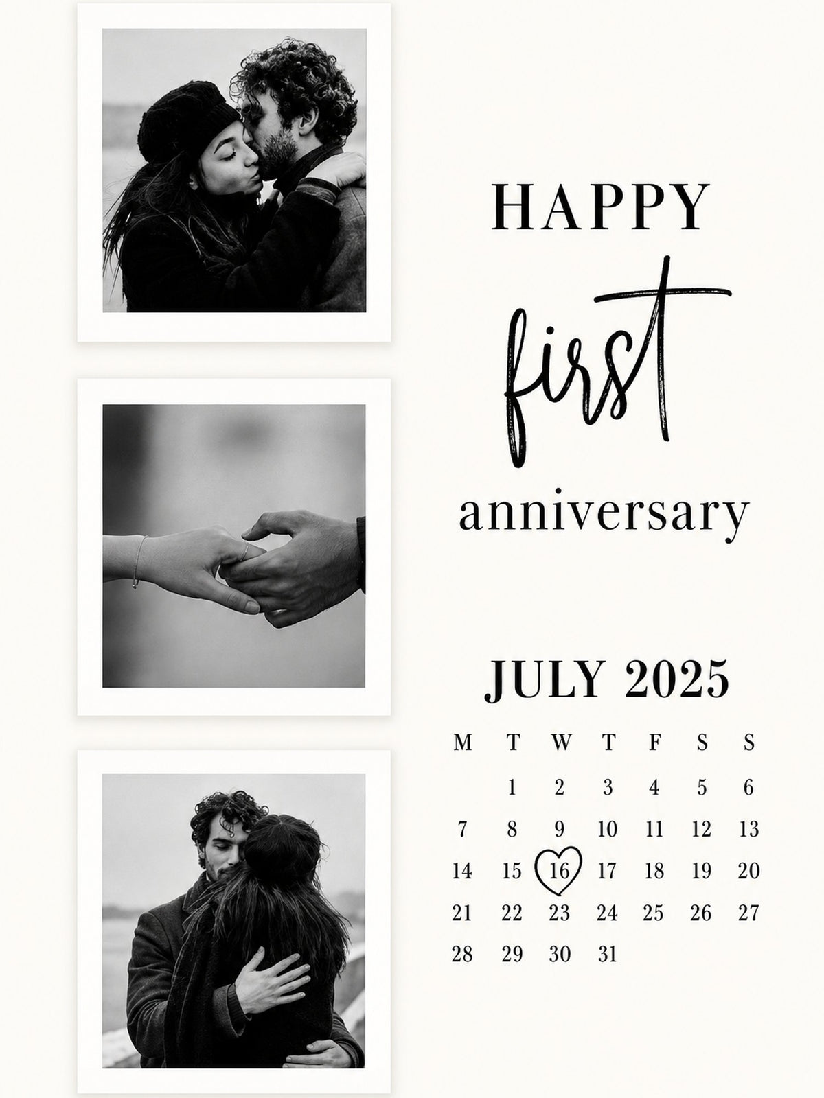 First anniversary photo calendar design, full layout
