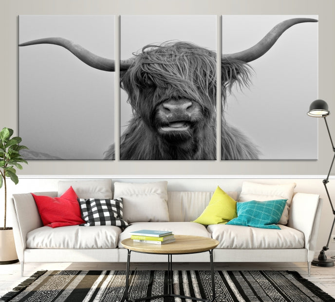 Lienzo decorativo para pared grande con vaca de Texas