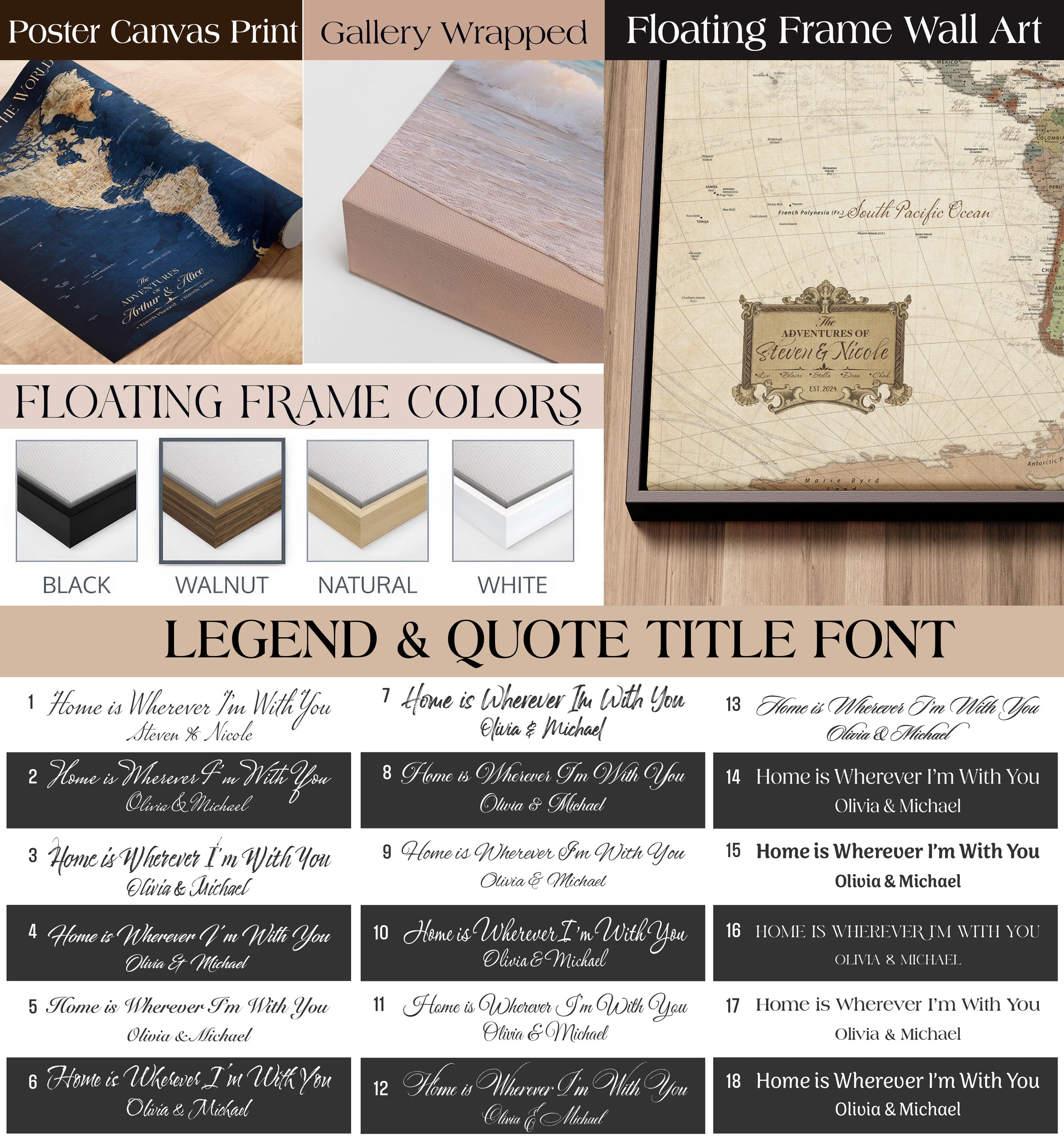 82844776-MGV-CV-30X20-Personalized Push Pin World Map Canvas Print Custom Adventure Tracker Framed Travel Wall Art Gift for Couples Family Home Office