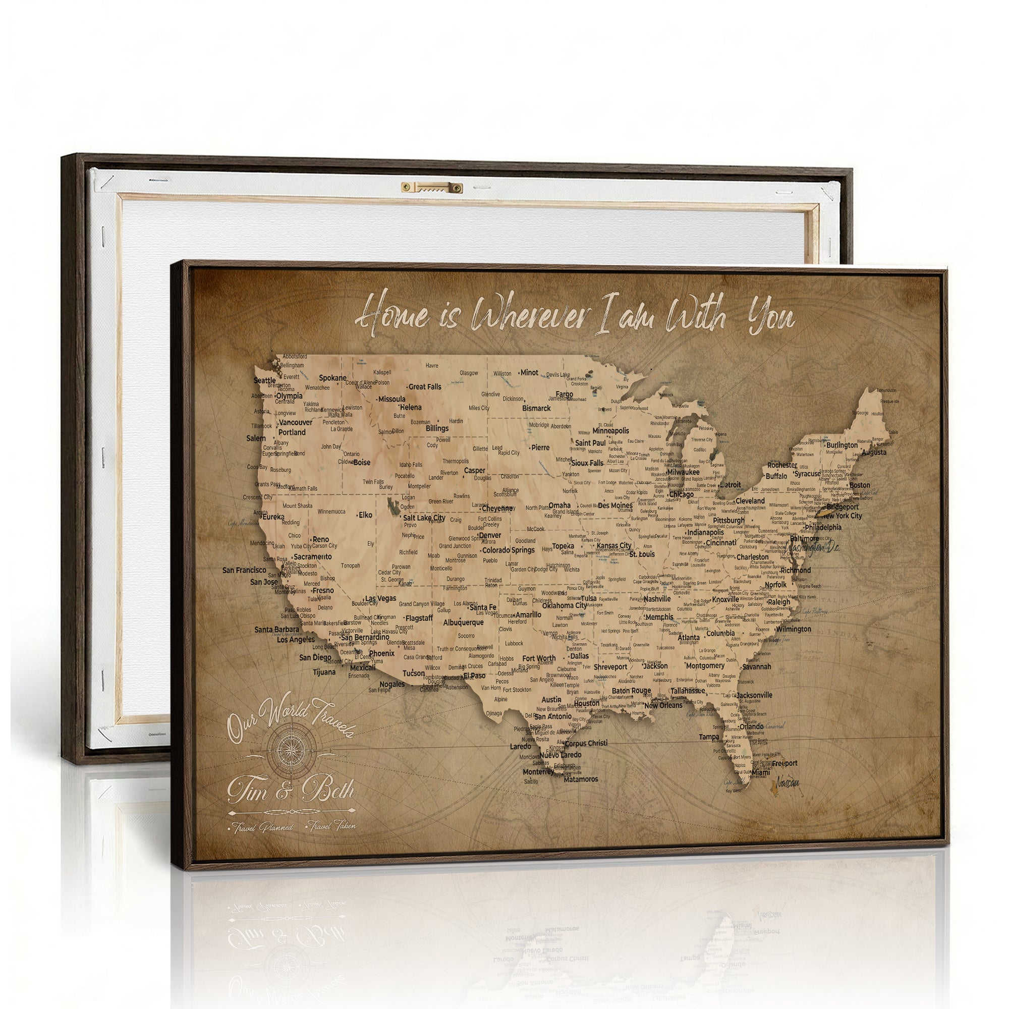 61111684-MGV-CV-36X24 - Personalized USA Push Pin Travel Map Canvas for Adventure Wall Decor