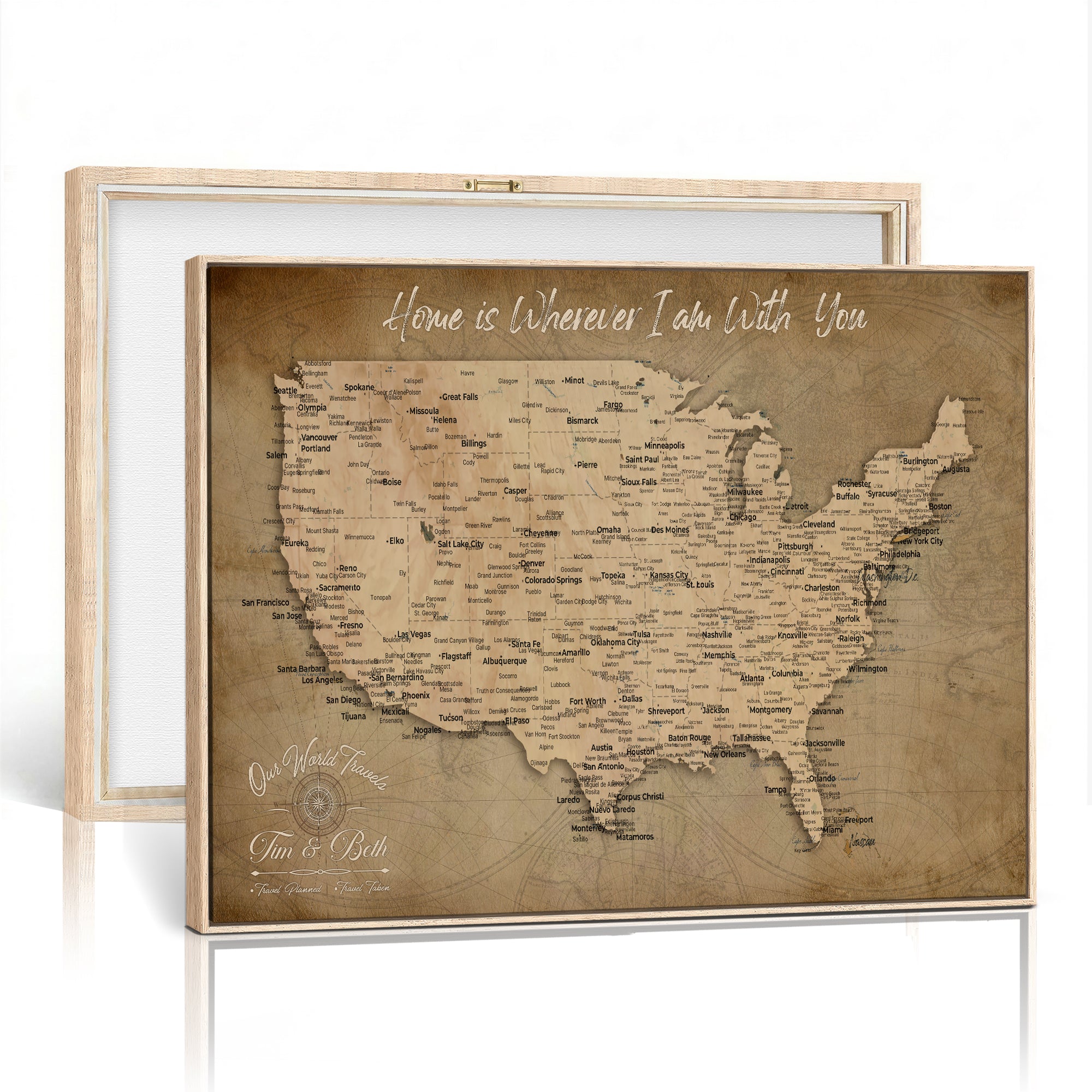 61111684-MGV-CV-36X24 - Personalized USA Push Pin Travel Map Canvas for Adventure Wall Decor