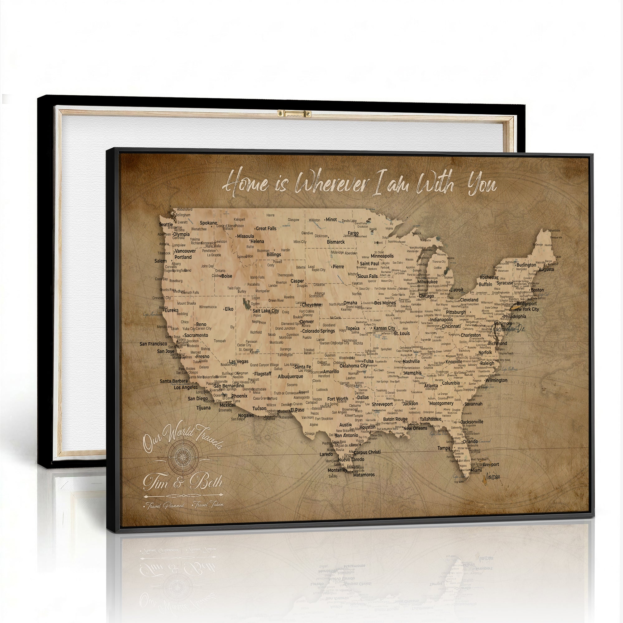 61111684-MGV-CV-36X24 - Personalized USA Push Pin Travel Map Canvas for Adventure Wall Decor