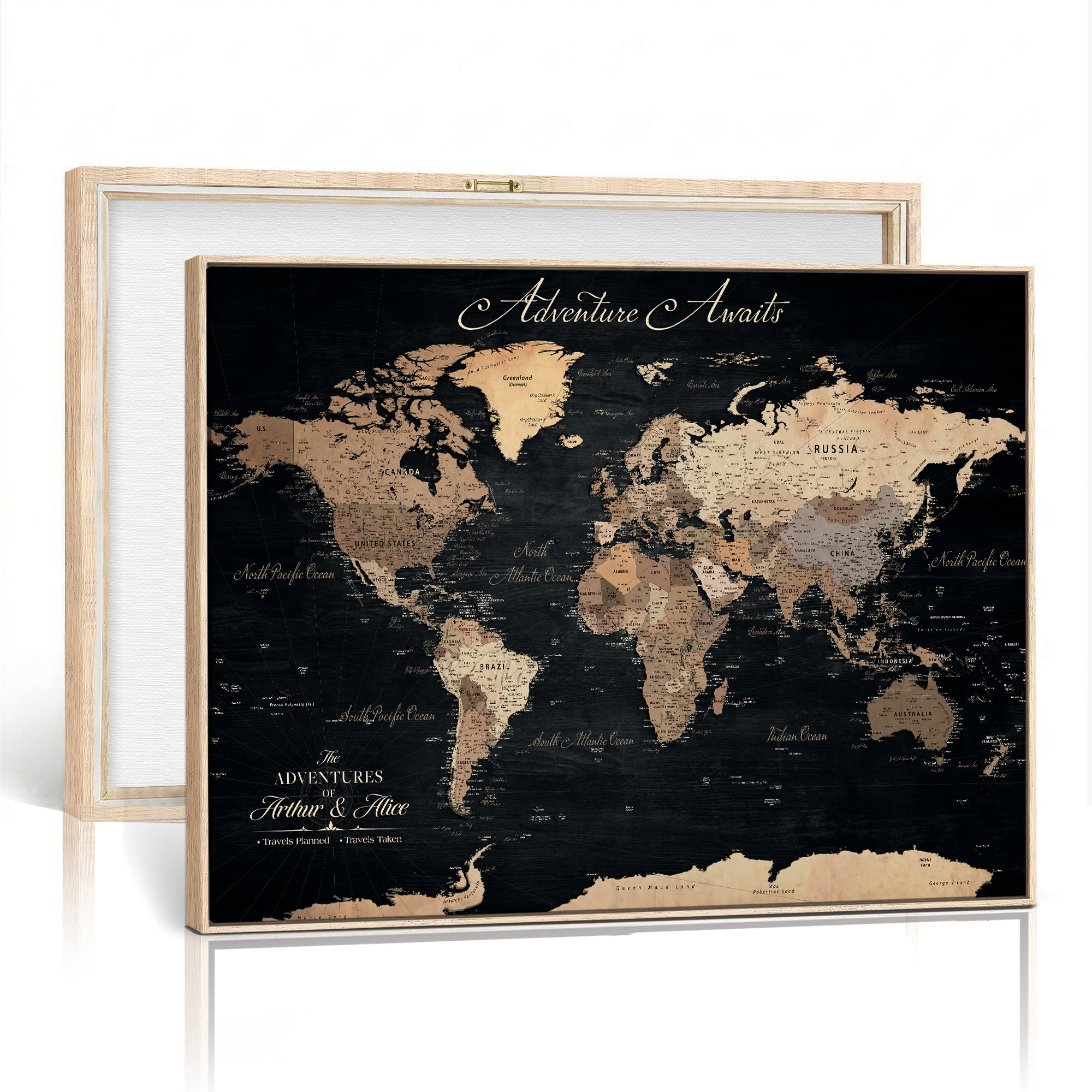 91164443-MGV-CV-36X24 - Personalized World Map Push Pin Travel Tracking Canvas for Travel Tracking