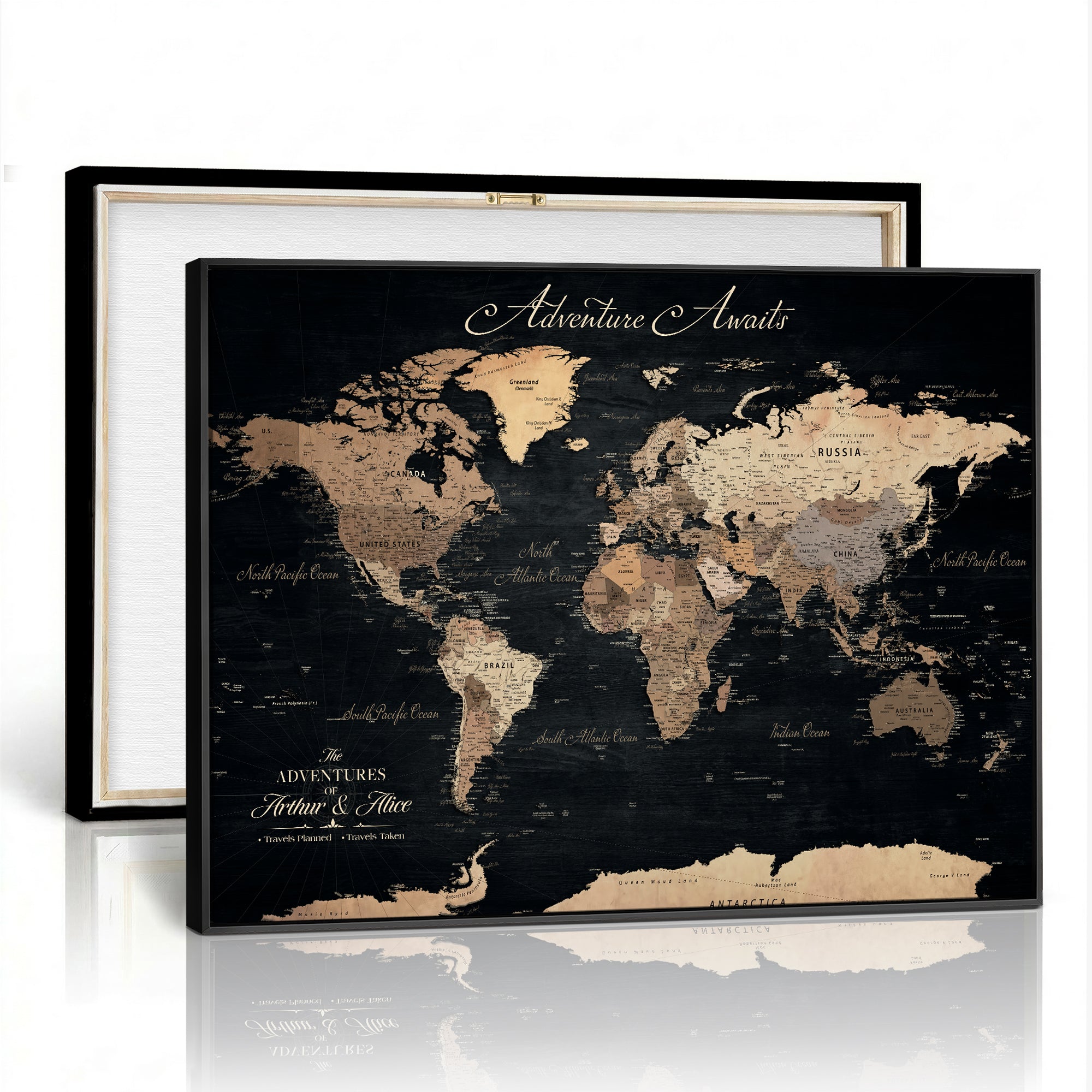 91164443-MGV-CV-36X24 - Personalized World Map Push Pin Travel Tracking Canvas for Travel Tracking
