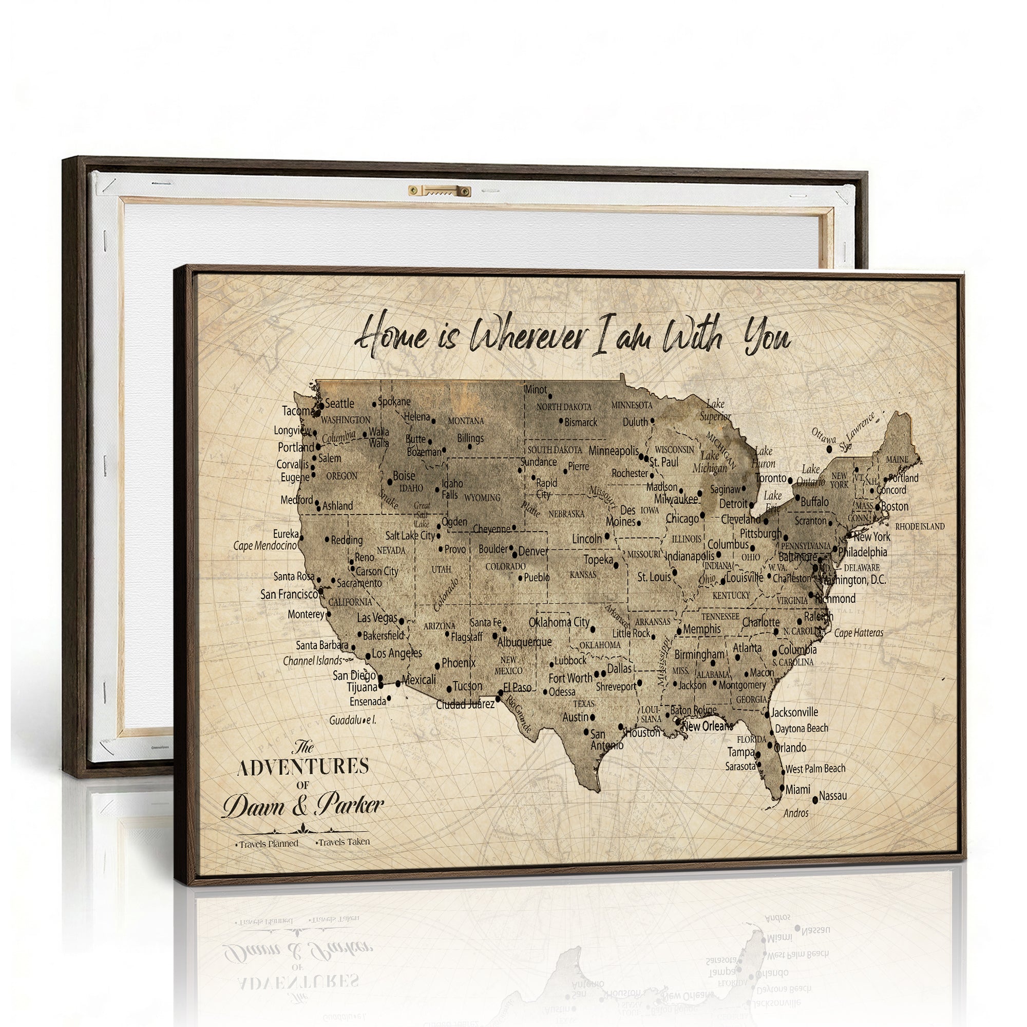 19102499U-MGV-CV-36X24 - Personalized USA Push Pin Travel Map Canvas for Adventure Wall Decor