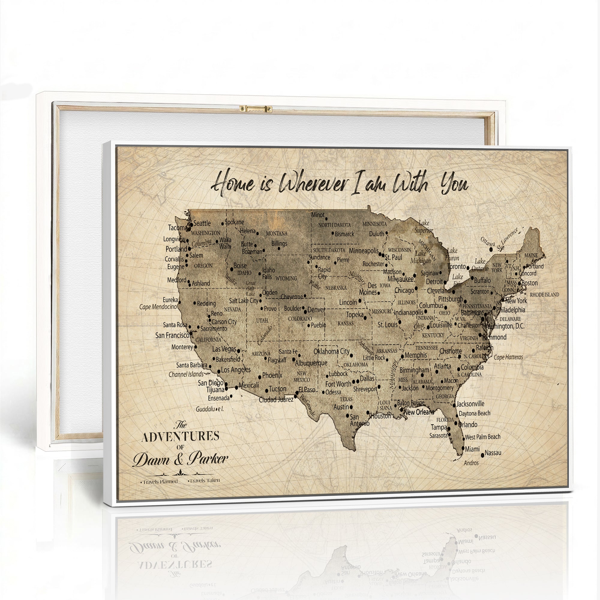 19102499U-MGV-CV-36X24 - Personalized USA Push Pin Travel Map Canvas for Adventure Wall Decor