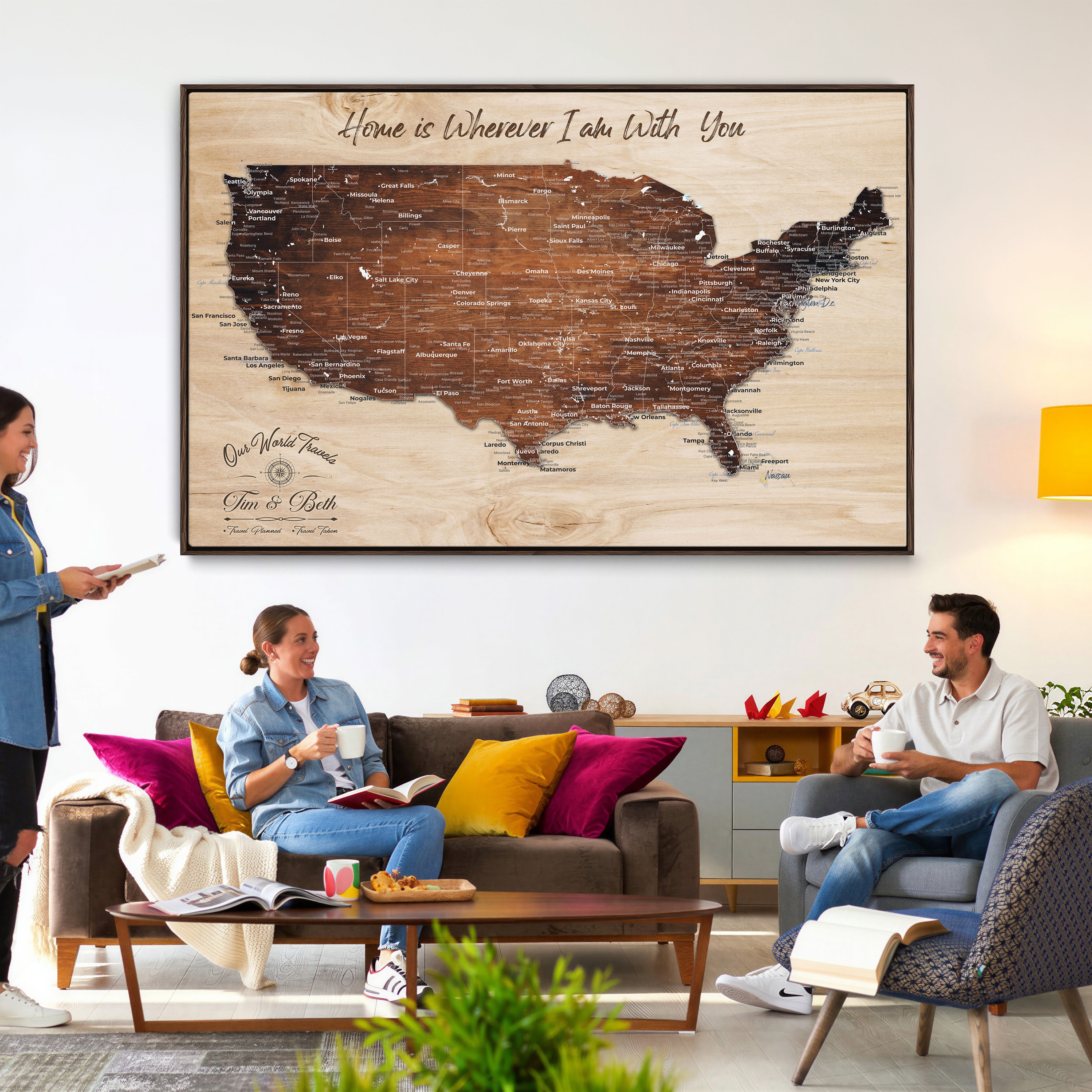 16274332-MGV-CV-36X24 - Personalized USA Push Pin Travel Map Canvas for Adventure Wall Decor