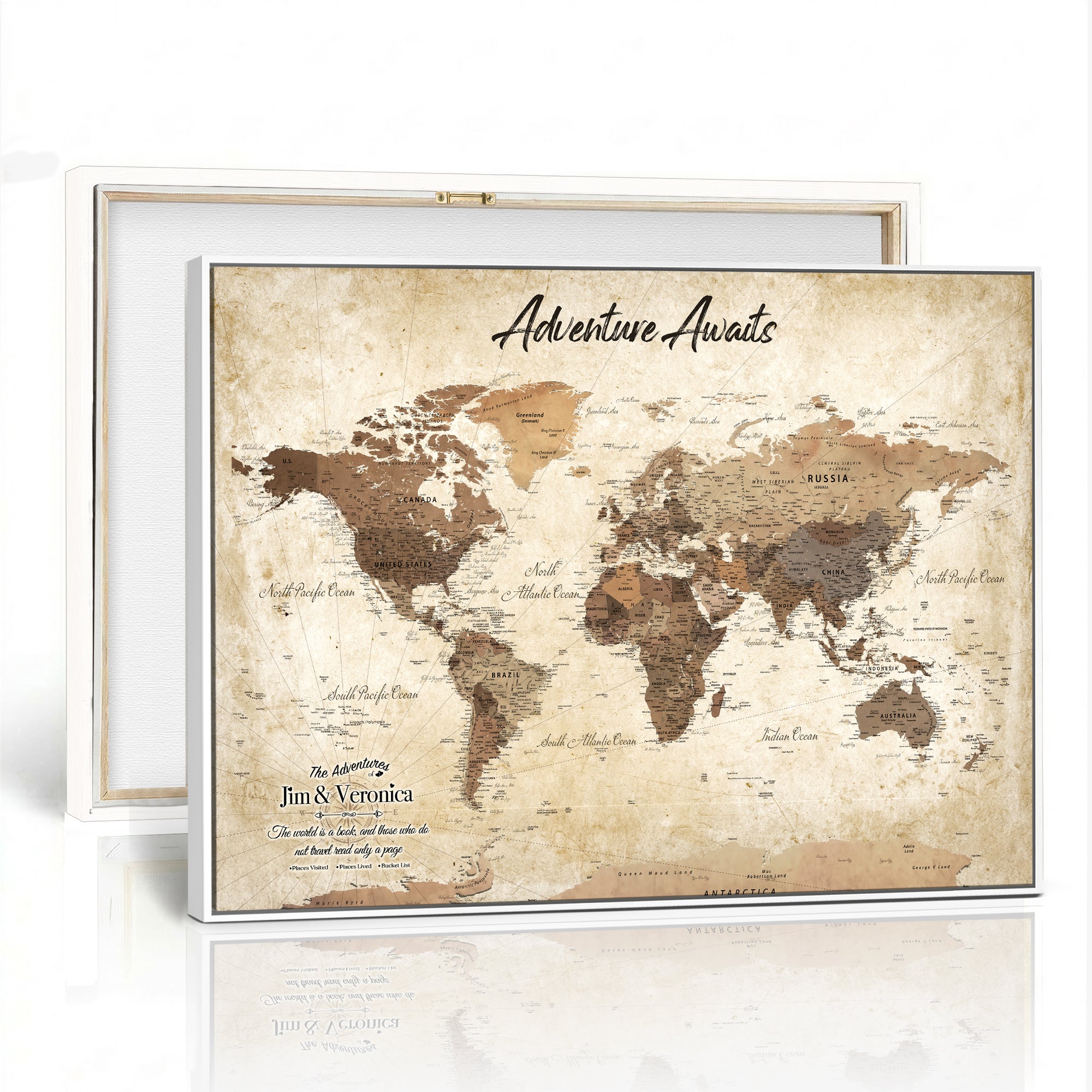 14637271CR-MGV-CV-36X24 - Custom Push Pin World Map Canvas | Personalized Travel Tracker | Wedding Anniversary Gift for Couples | Adventure Map Wall Art with Pins