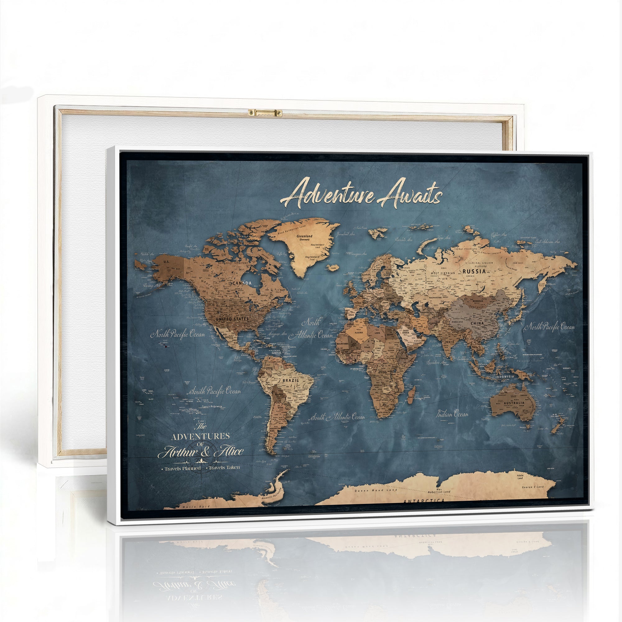 14637271-MGV-CV-36X24 - Custom Push Pin World Map Canvas | Personalized Travel Tracker | Wedding Anniversary Gift for Couples | Adventure Map Wall Art with Pins
