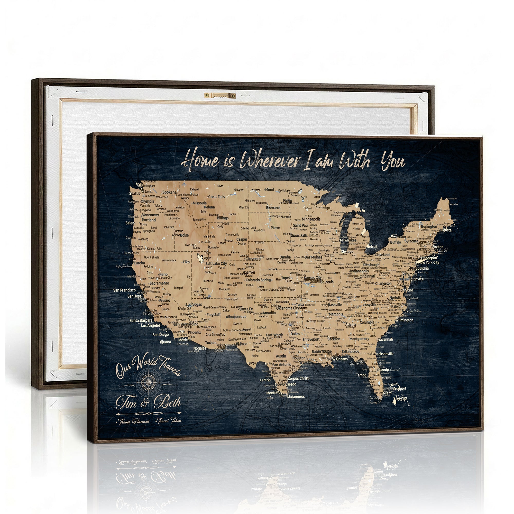 48467834-MGV-CV-36X24 - Custom Push Pin US Map Canvas | Personalized Travel Tracker | USA Cities Map Anniversary Gift for Couples | Adventure America Map Wall Art with Pins