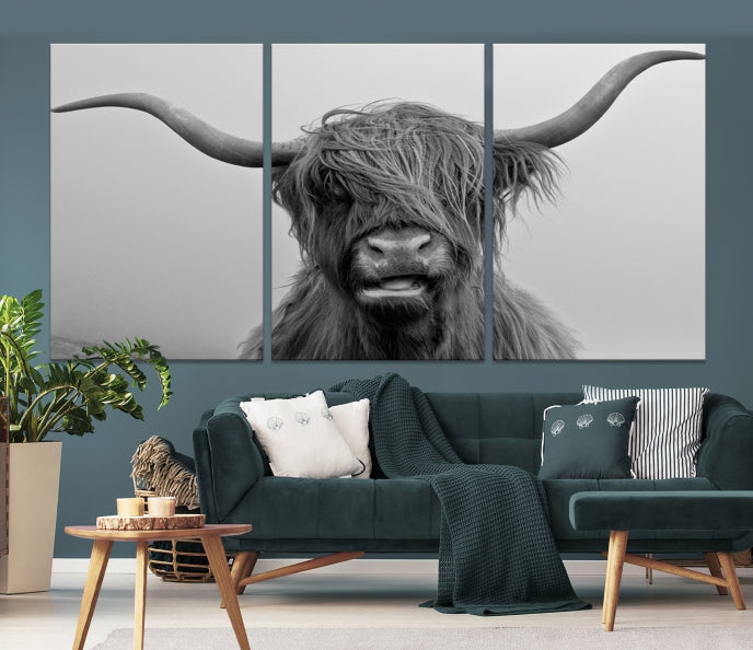 Texas Cow Wall Art Canvas Print