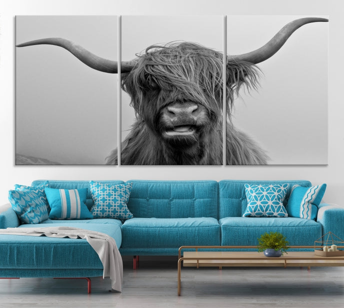 Lienzo decorativo para pared grande con vaca de Texas