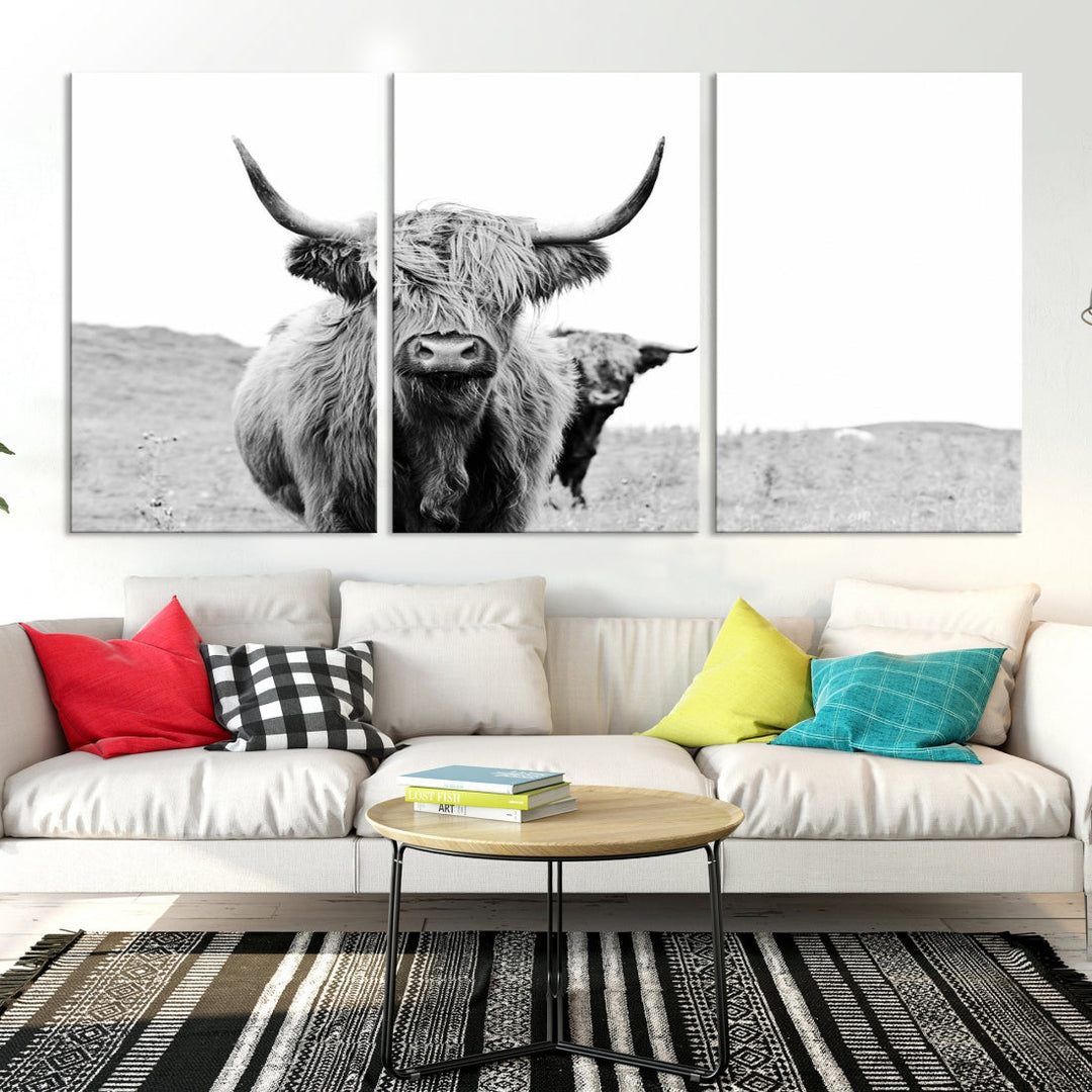 Magnifique art mural sur toile de vache des Highlands