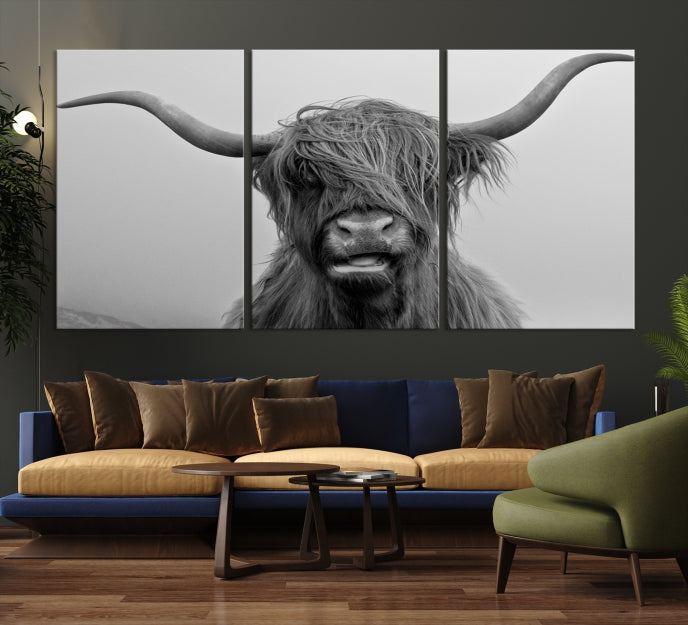 Texas Cow Wall Art Canvas Print