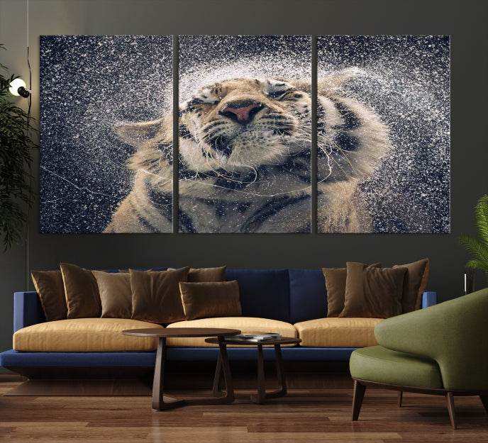 Tiger and Rain Canvas Print