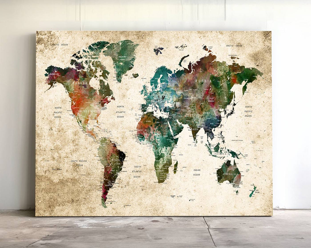 World Map Wall Art Print.