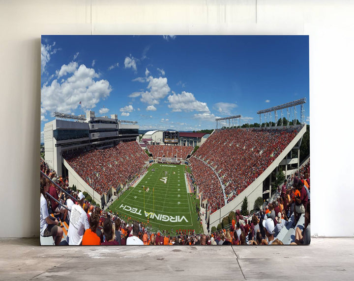 This Lane Stadium print captures Virginia Tech on the field along with the vibrant crowd, making it the perfect wall art for Hokies fans.