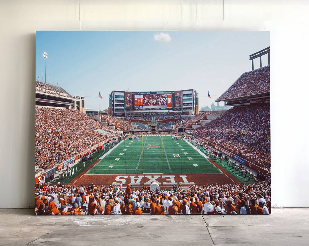 The canvas displays the Texas Longhorns Football team at Austins Darrell K Royal-Texas Memorial Stadium.