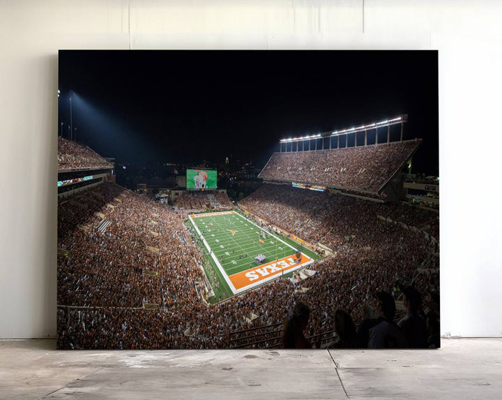 University of Texas Longhorns Football Team Print Austin Darrell K Royal Texas Memorial Stadium Wall Art Canvas Print