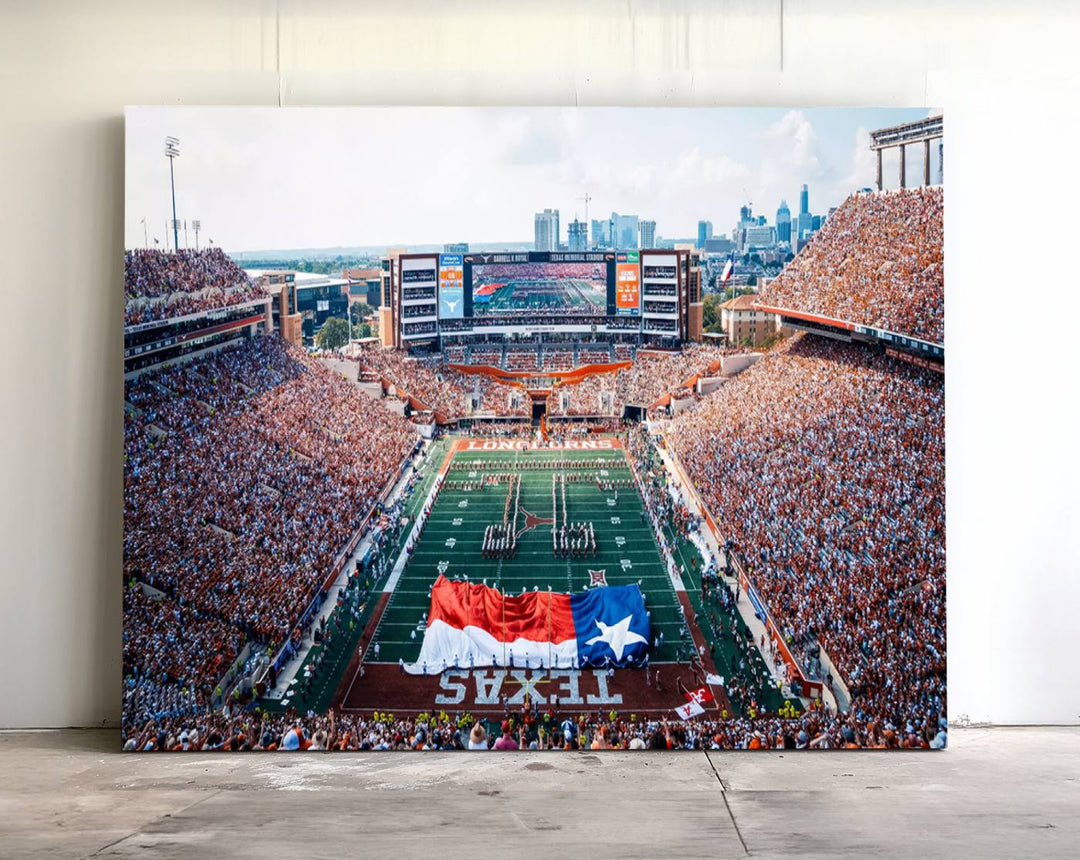 University of Texas Longhorns Football Team Canvas Print - Austin Darrell K Royal-Texas Memorial Stadium Wall Art Canvas Print