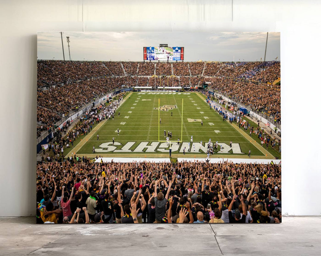 Gallery-quality wall art of the UCF Knights at Orlando FBC Mortgage Stadium, capturing a packed stadium and vibrant field.