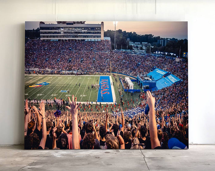 A canvas print of the University of Kansas Jayhawks Football Team.