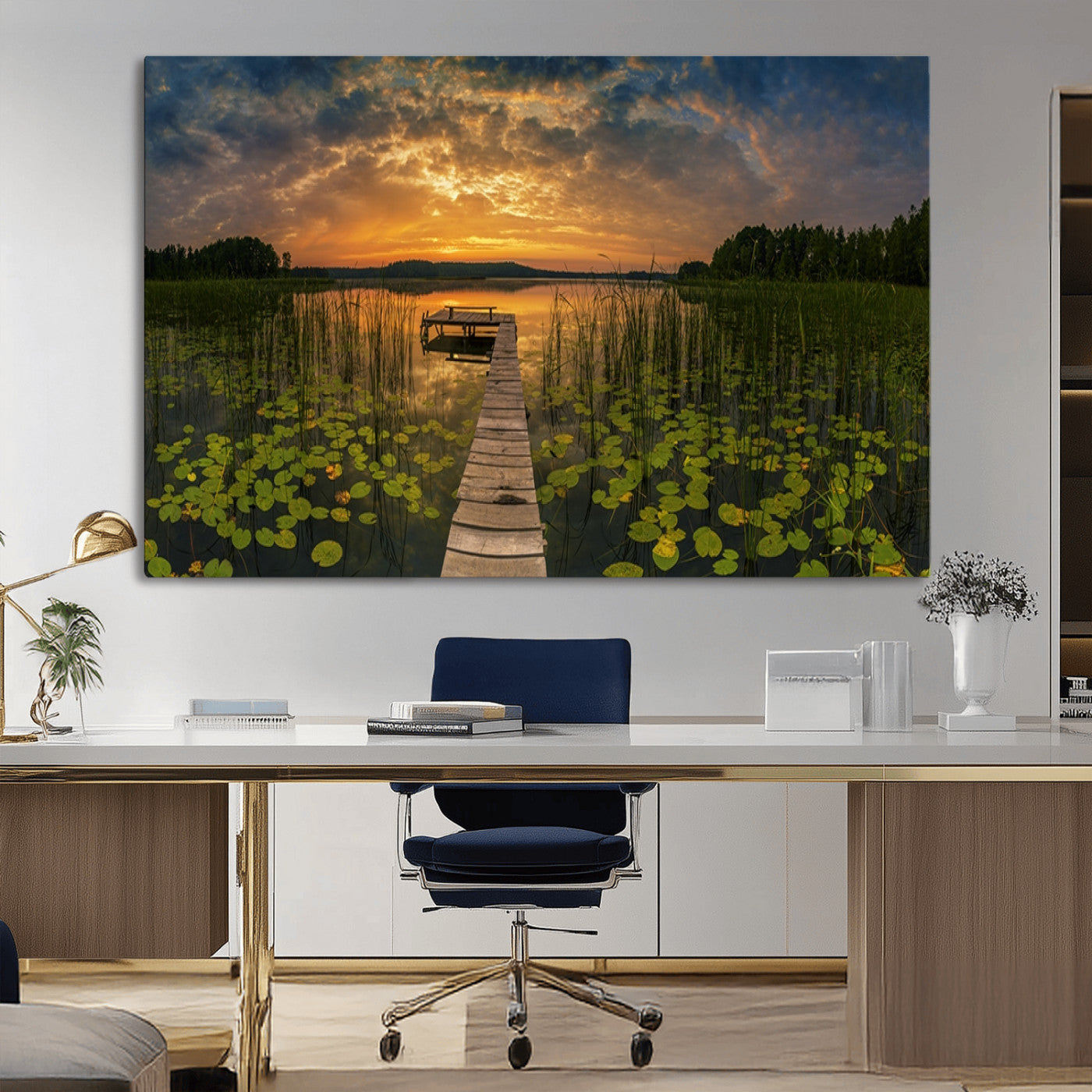 28103-MGV-CV-36X24-Lake and Flower Wall Art Canvas Print