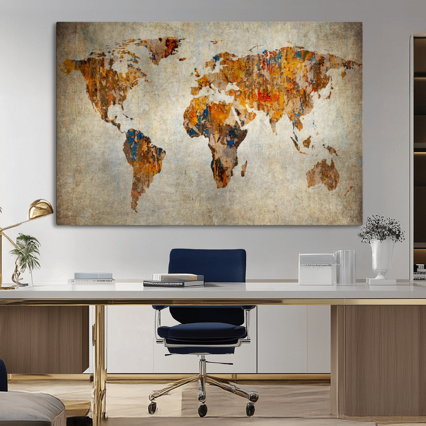 MGV-CV-36X24 - Push Pin World Map Canvas Print – Framed Wall Art for Couples to Track Their Travels – Anniversary