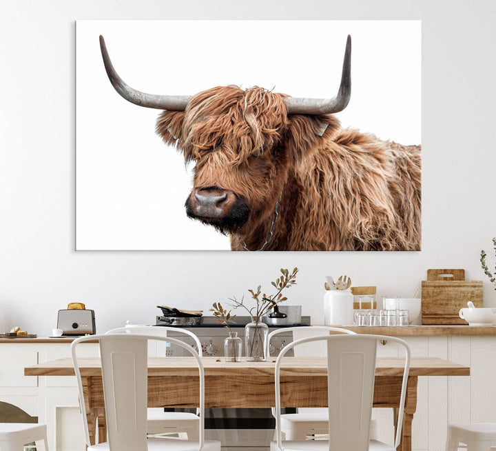 Self Portrait of Highland Cow Canvas Wall Art Print with UV coating.