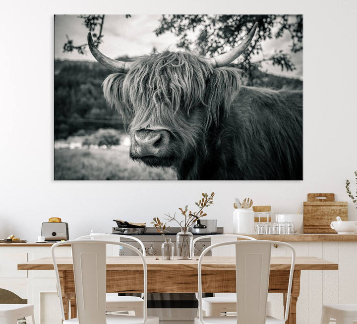 The Highland Cow Wall Art Canvas Print is displayed.