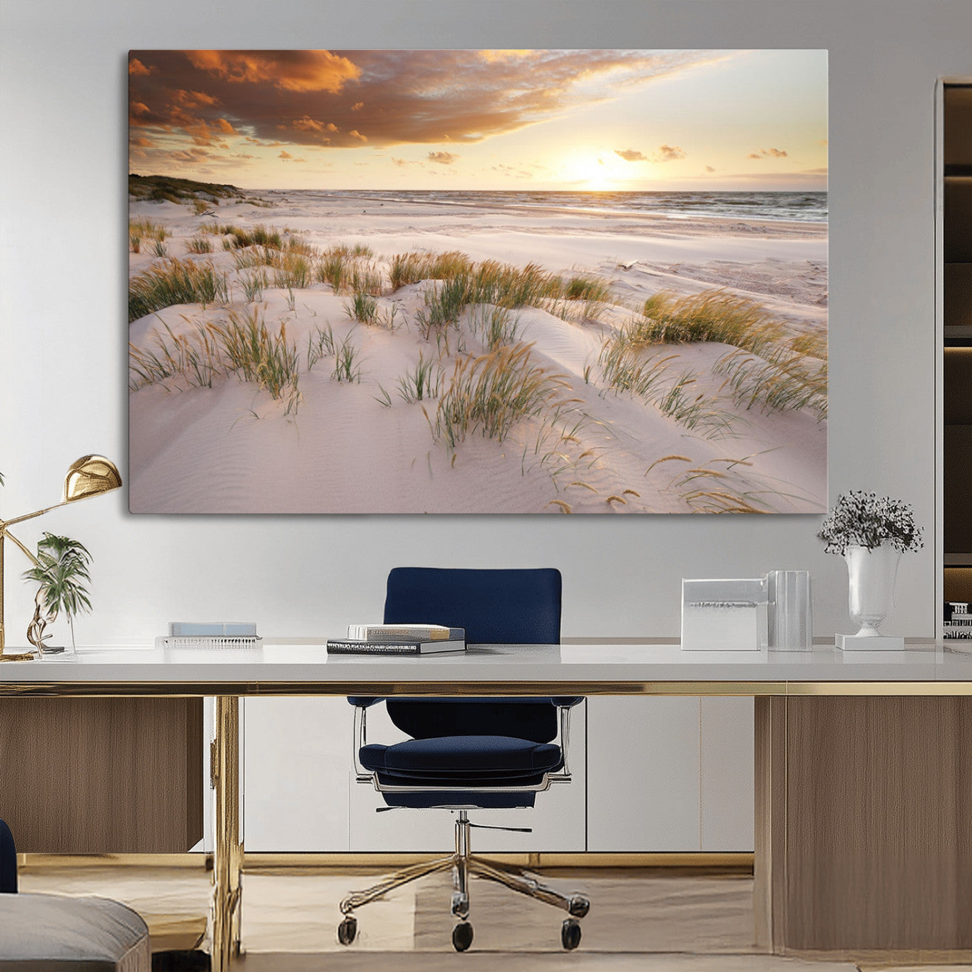 MGV-CV-36X24 - Flight Over Coastal Beach Landscape, Flight Over Coastal Beach Print Canvas Wall Art