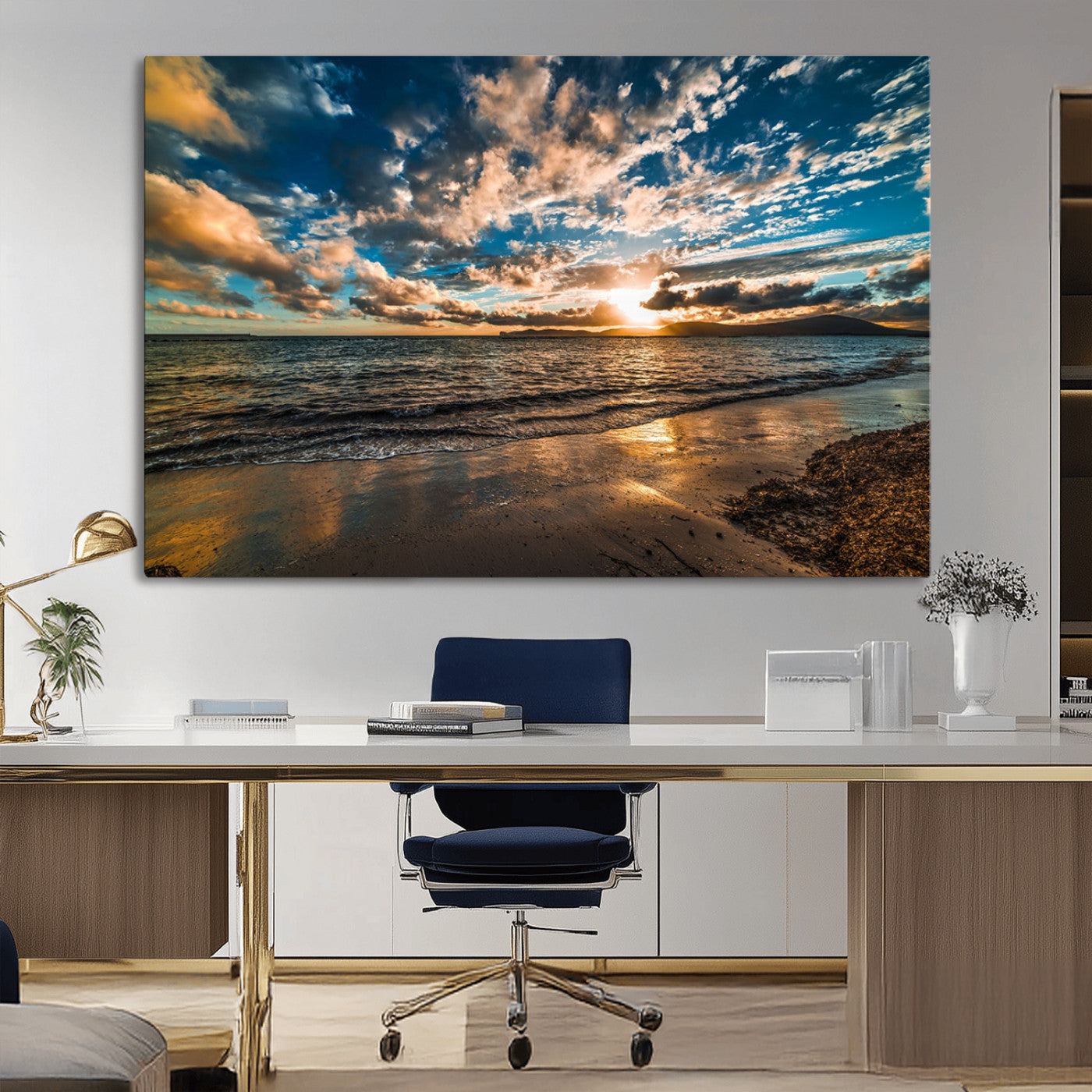 MGV-CV-36X24 - Beach Wall Art - Stunning Ocean Sunset Canvas Print with Coastal Design for Elegant and Relaxing
