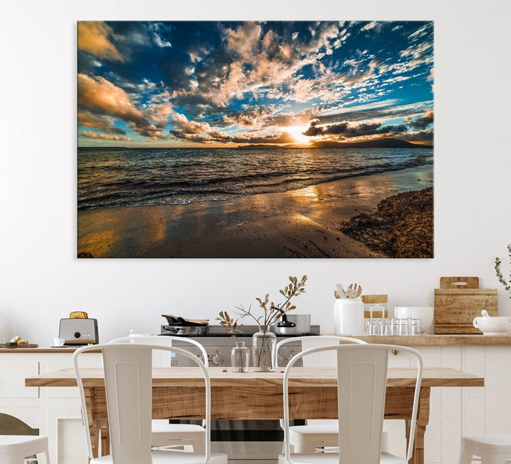 Beach Wall Art - Ocean Sunset Canvas.