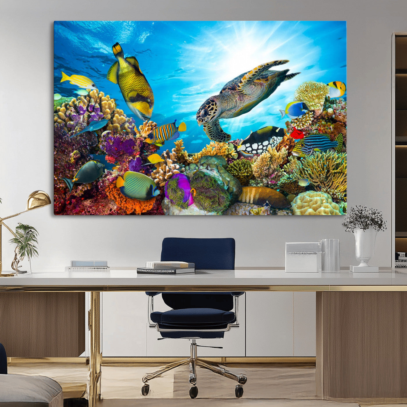 MGV-CV-36X24 - Aquatic Life Sea Turtles Fish Wall Art Canvas Print