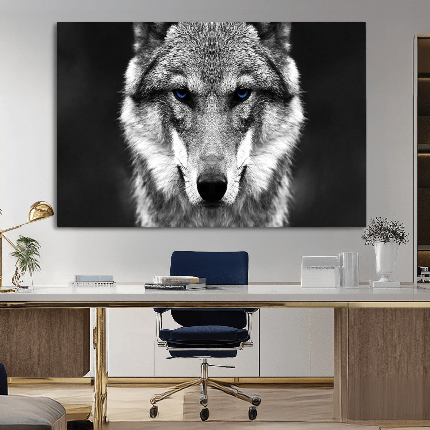 MGV-CV-36X24 - Black and White Wild Wolf Wall Art Canvas Print