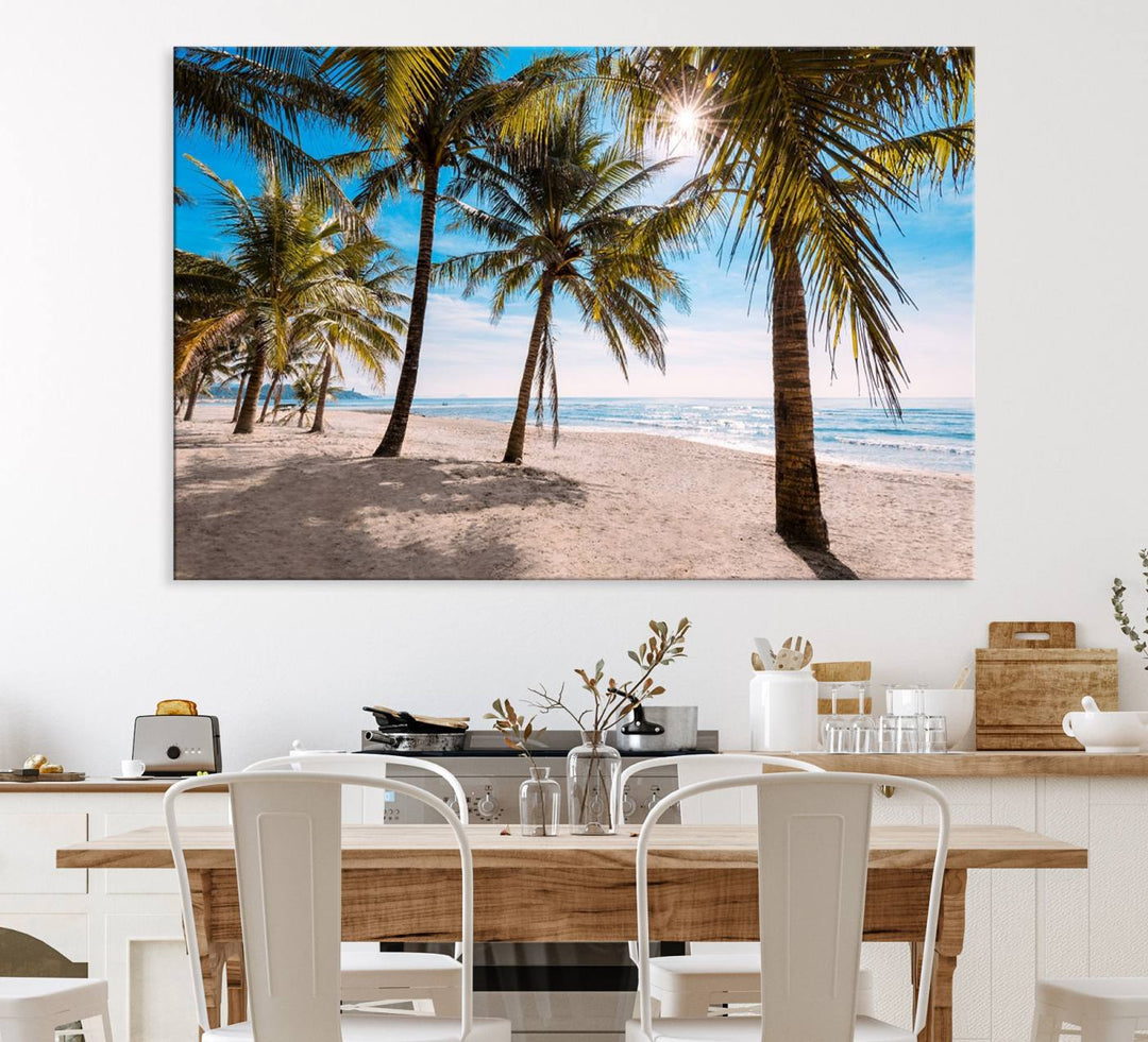 The Palm Beach Tropical Island Canvas Print is perfect wall art for a sunny beach vibe.