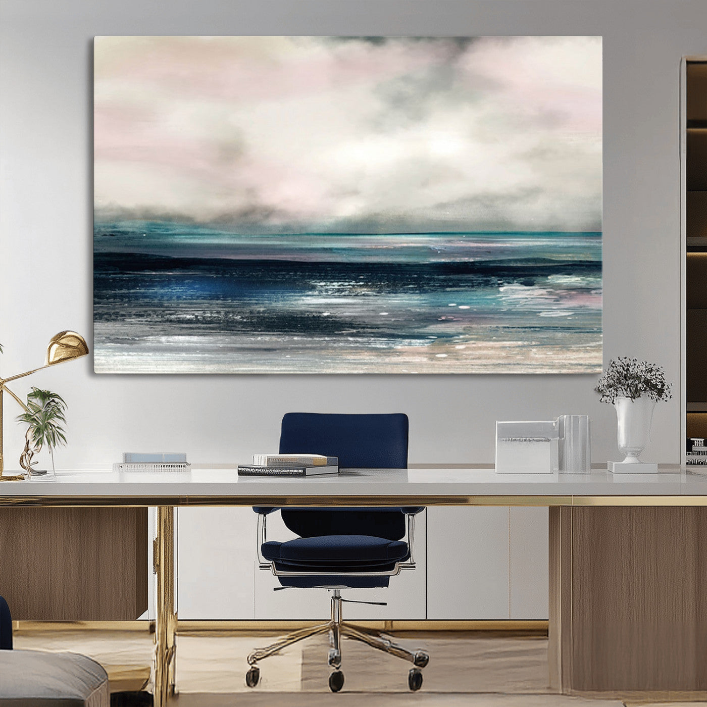 MGV-CV-36X24 - Abstract Ocean Wall Art Print – Modern Seascape Canvas Print – Minimalist Coastal Artwork