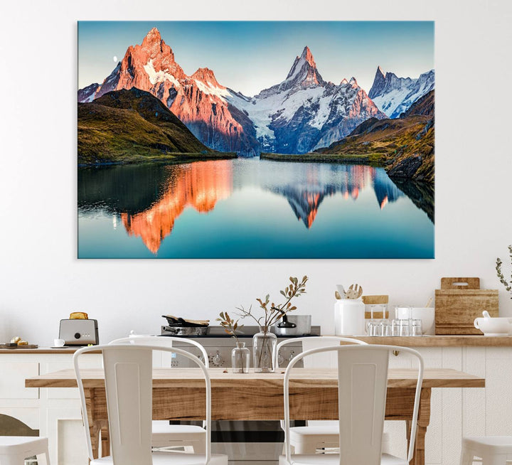 Landscape Mountain and Lake View Wall Art Canvas Print.