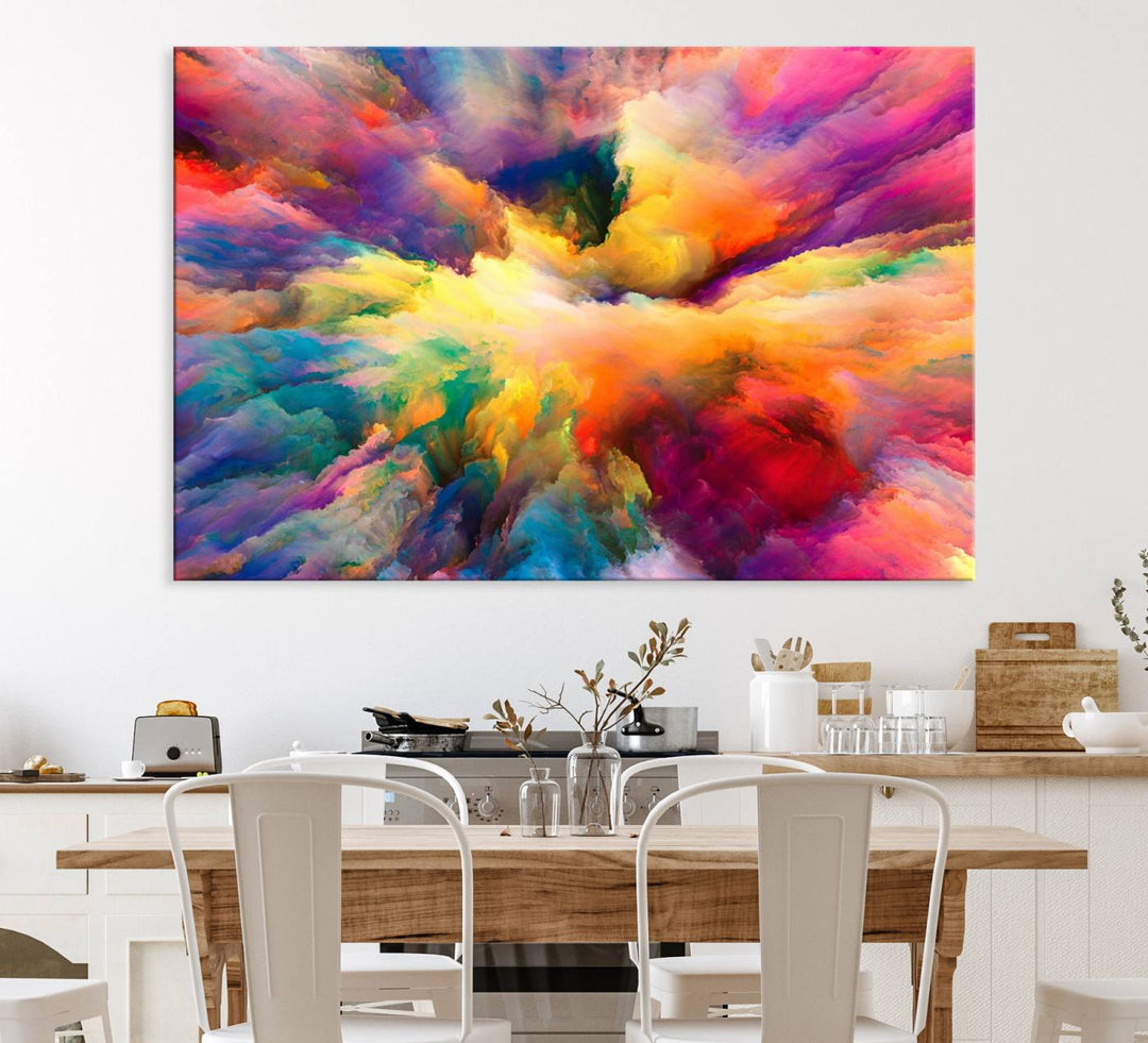 Blazing Vibrant Colors Cloud-like Wall Art Canvas Print adds flair to the space.