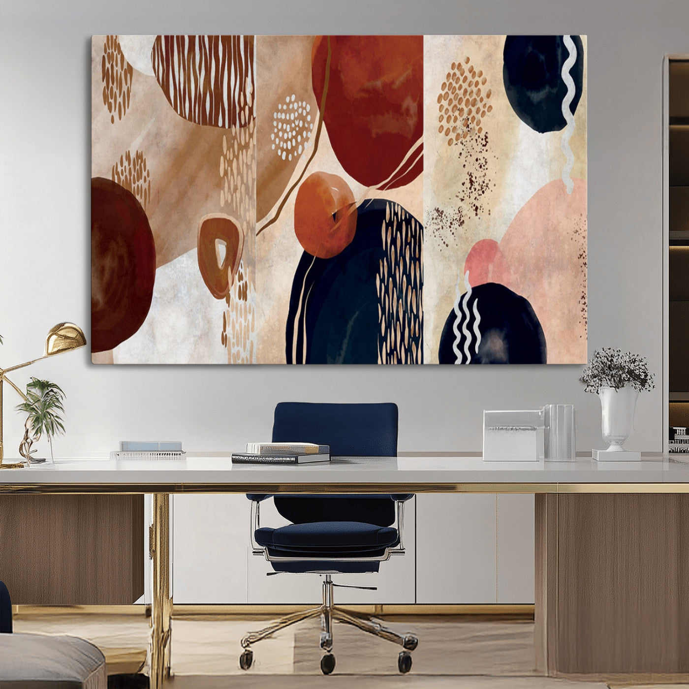 MGV-CV-36X24 - Boho Wall Art Canvas Print Set Mid-Century Prints Bohemian Wall Artwork Prints Boho Neutral