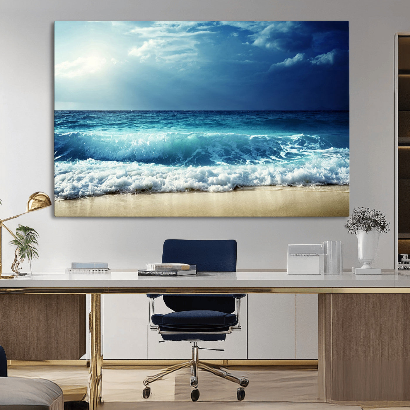MGV-CV-36X24 - Majestic Ocean Wave Wall Art Canvas | 3 Panel Large Seascape Print for Living Room, Bedroom, Office Decor, Ready to Hang