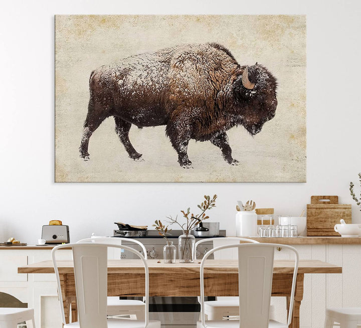 Buffalo Wall Art above a sideboard.