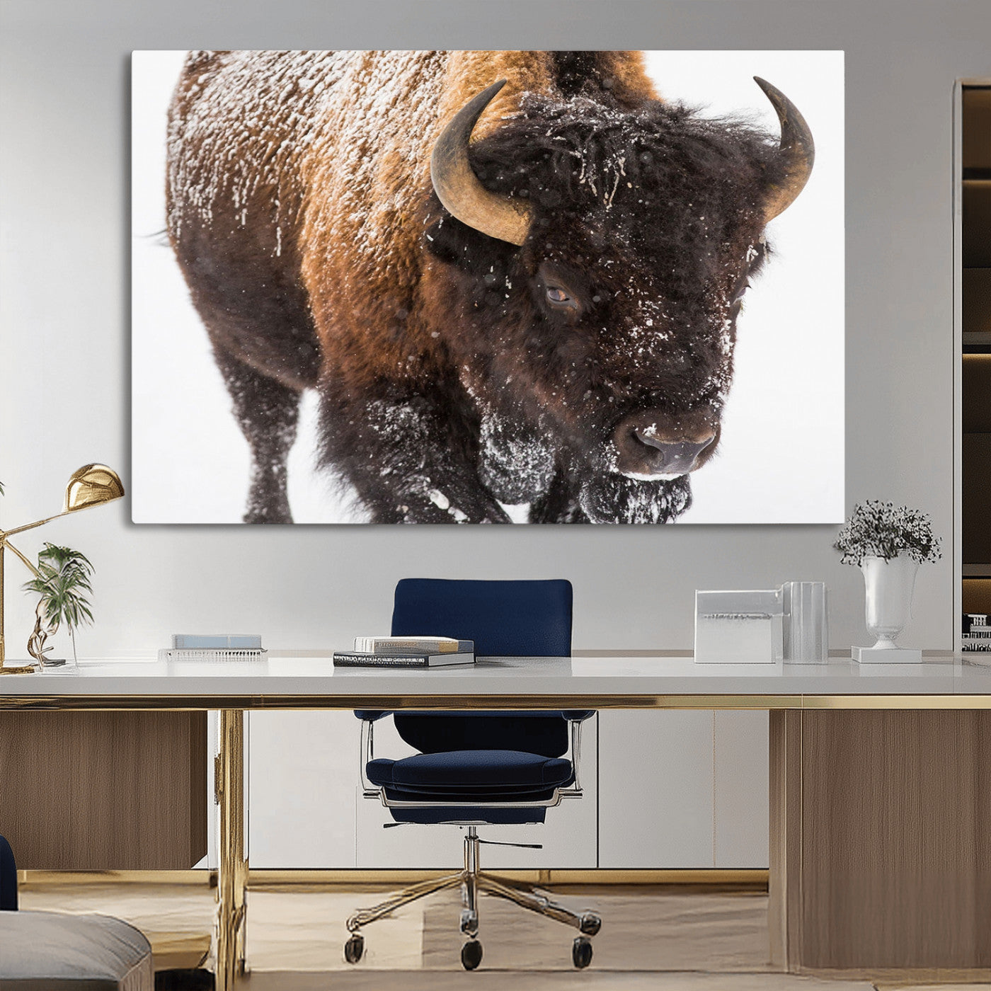 MGV-CV-36X24 - Bison Wall Art Canvas Print For Farmhouse, Wild Animal Wall Art