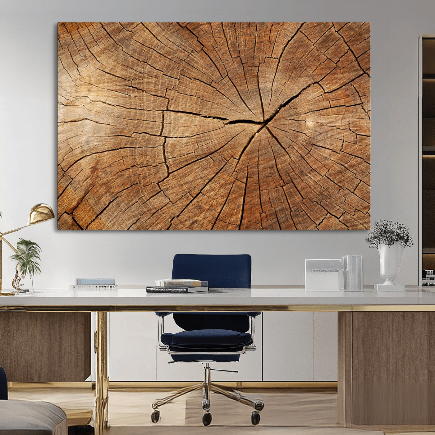 MGV-CV-36X24 - Tree Ring Canvas Art, Rustic Wood Grain Wall Art, Tree Slice Decor for Modern Homes, Giclee Multi-Panel Print, Tree Ring Wall Art Set