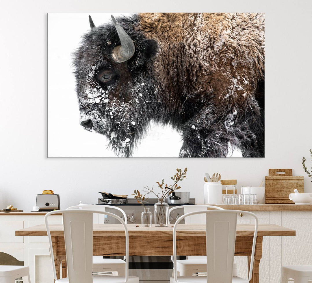 The American Bison Wall Art Print is prominently displayed on the wall.