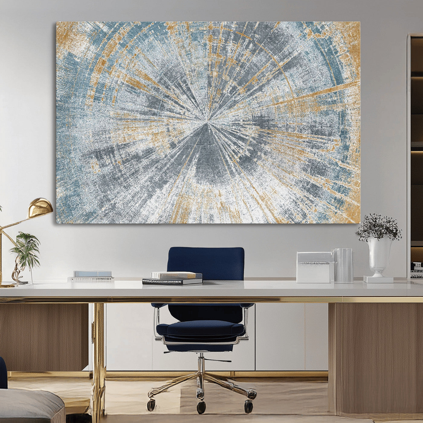MGV-CV-36X24 - Radiant Abstract Wood Rings Canvas Art – Modern Triptych Wall Decor for Living Room or Farmhouse Decor