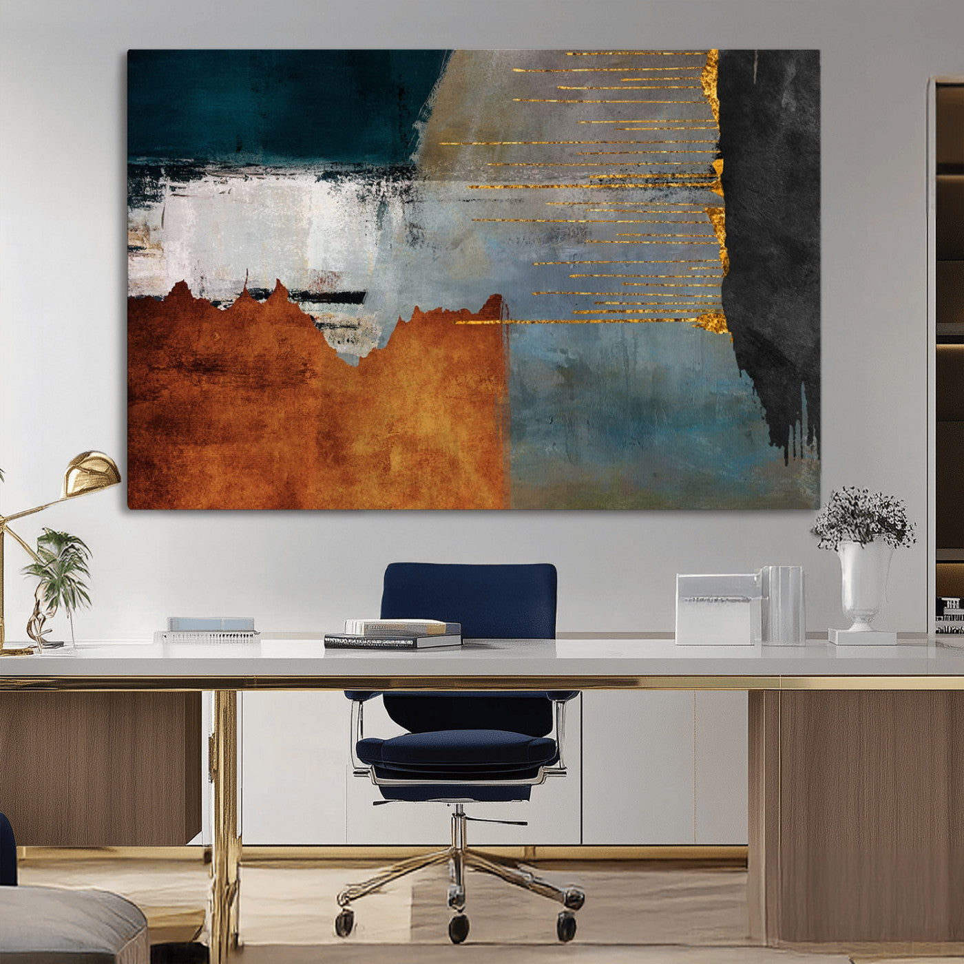 MGV-CV-36X24 - Modern Abstract Canvas Art Canvas Print - Framed and Ready to Hang Artwork for Contemporary Living Room or Office Decor