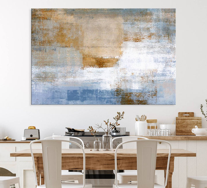 Blue Multi Panel Abstract Wall Art Canvas Print.