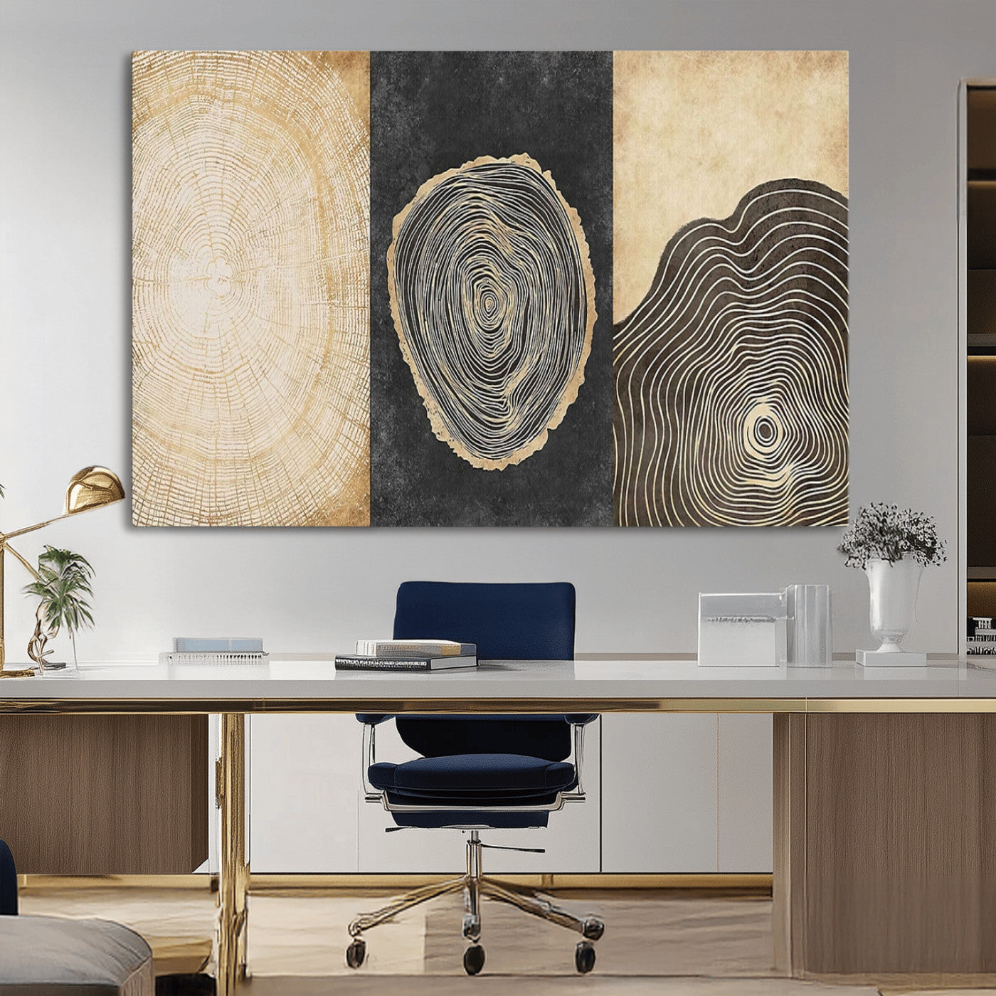 MGV-CV-36X24 - Tree Rings Canvas Wall Art Print – Minimalist Natural History in Modern Decor - Minimalist Boho Wall