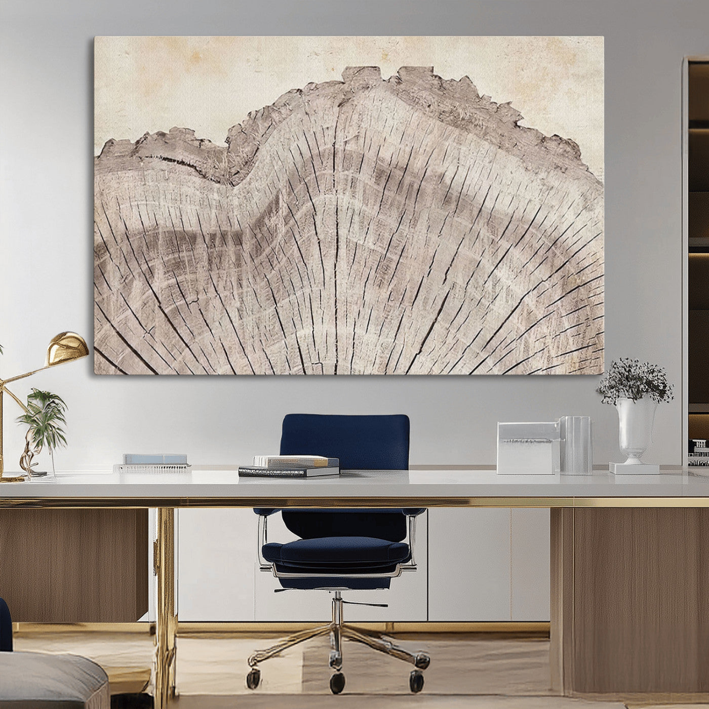 MGV-CV-36X24 - Tree Ring Wall Art Triptych, Rustic Wood Ring Canvas Print, Minimalist Wall Decor for Modern Homes and Farmhouse Decor